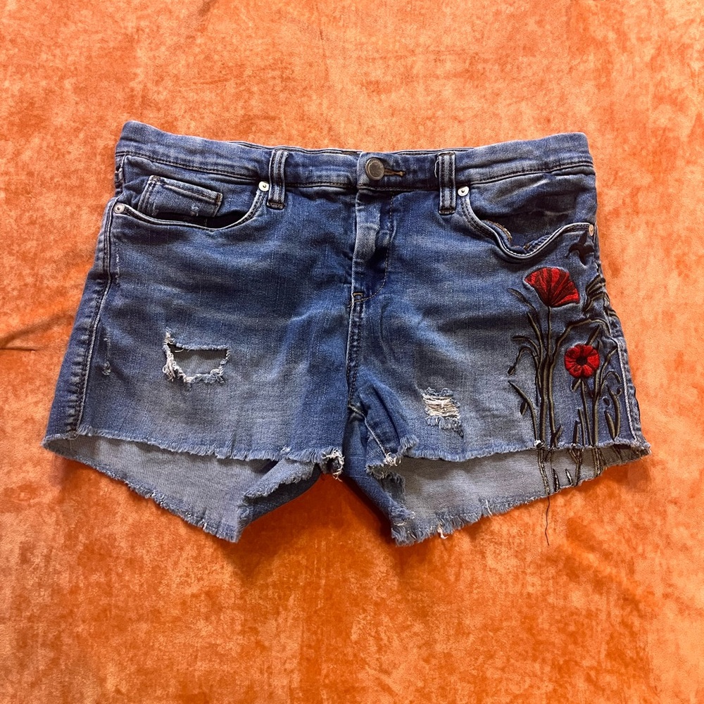 Blank NYC Blue Jean Shorts Distressed Cutoff